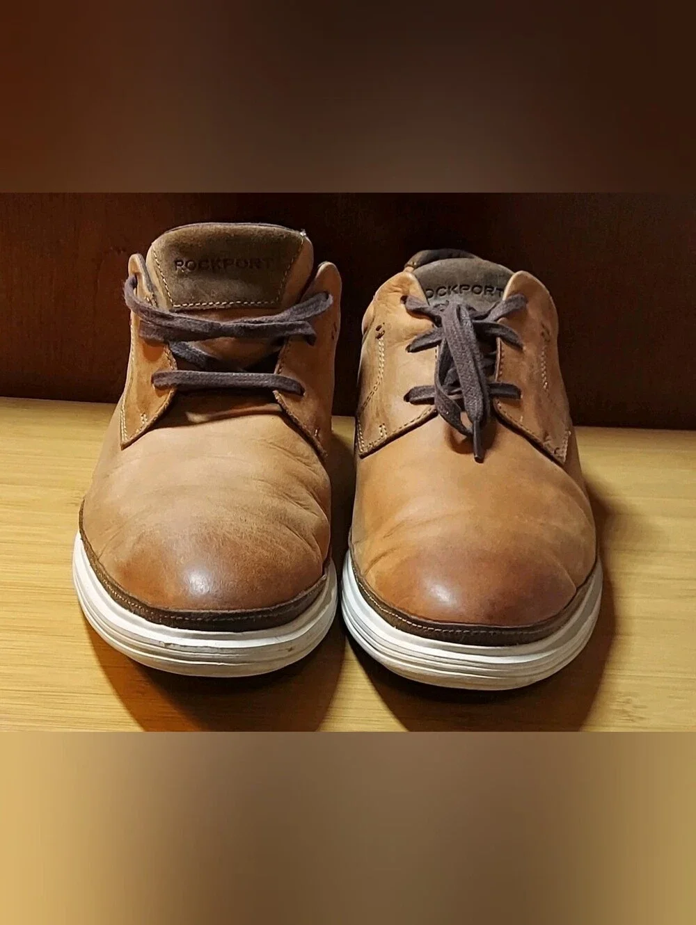 ROCKPORT 100125 MEN'S BRITISH TAN LEATHER PLAIN TOE COMFORT OXFORDS SIZE 11.5